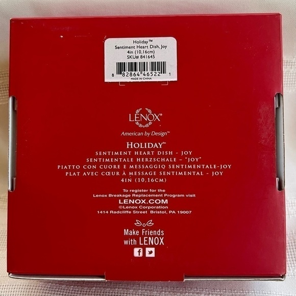Lenox Sentiment‎ Heart Dish Joy Holiday Holly Berries 24k Gold Trim - Picture 2 of 8